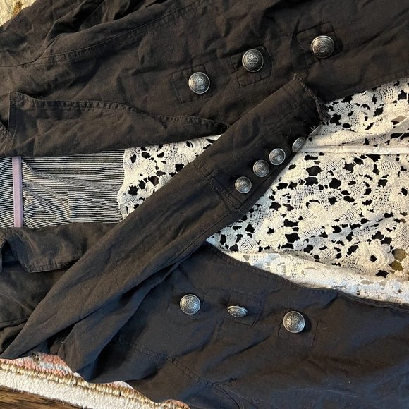Free People Military-Inspired Jacket with Lace, Size XS - Picture 3 of 4